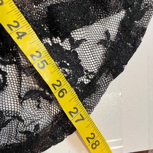 y2k vintage black sheer floral lace gold accent long sleeve top size medium - Picture 6 of 7